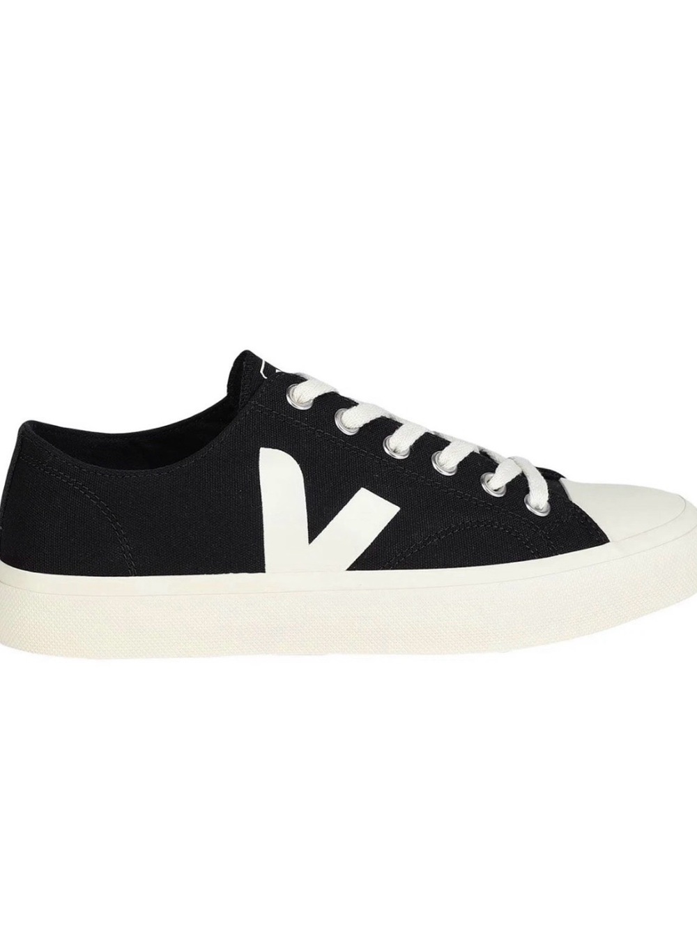 Veja Watt Black & White Low-Top Canvas Sneakers, 8